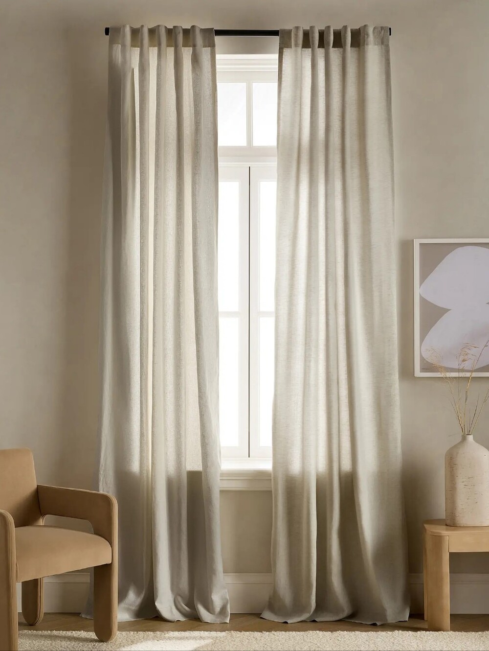 Quince NWOT European Linen Curtain 48x84 Sage Quiet Luxury Minimal Pocket & Tab